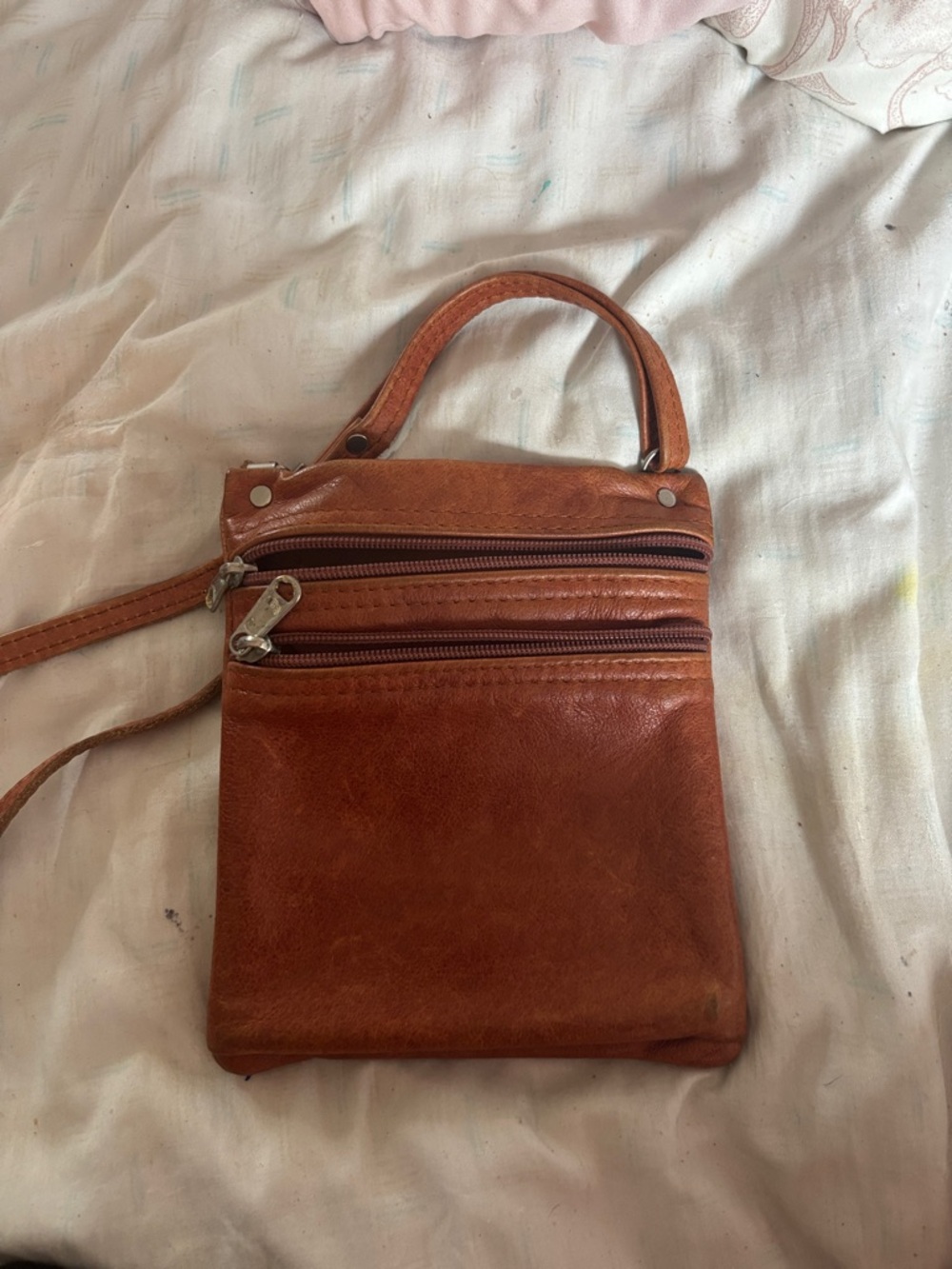 Vintage Brown Leather Crossbody Bag